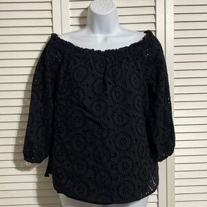 Ann Taylor off the shoulder eyelit shirt
